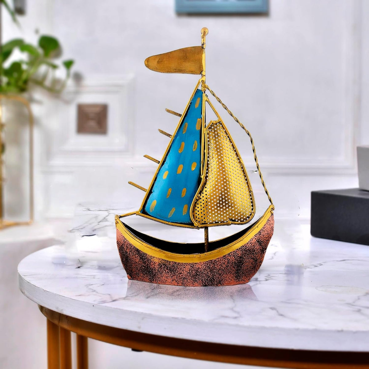 Decoratief beeldje – Metalen Turkse scheepsboot Naav – 30 cm hoog
