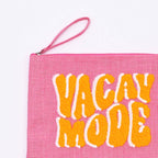 Tas met ritssluiting - Vacay-modus Canvas tas met ritssluiting - Eco-vriendelijke reiscosmetica en make-up organizer (31 x 1 x 23 cm)