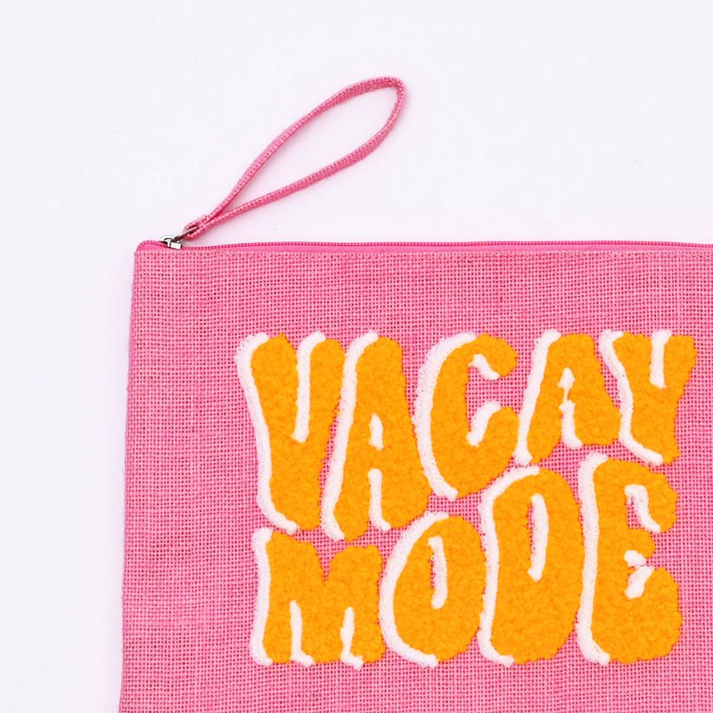 Tas met ritssluiting - Vacay-modus Canvas tas met ritssluiting - Eco-vriendelijke reiscosmetica en make-up organizer (31 x 1 x 23 cm)