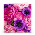 Wenskaart - "Roze en paarse bloemen" - 8 Stuks