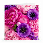 Wenskaart - "Roze en paarse bloemen" - 8 Stuks