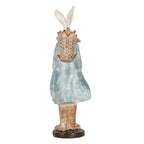 Decoratie Beeld Konijn 38 cm Wit Blauw Kunststof
