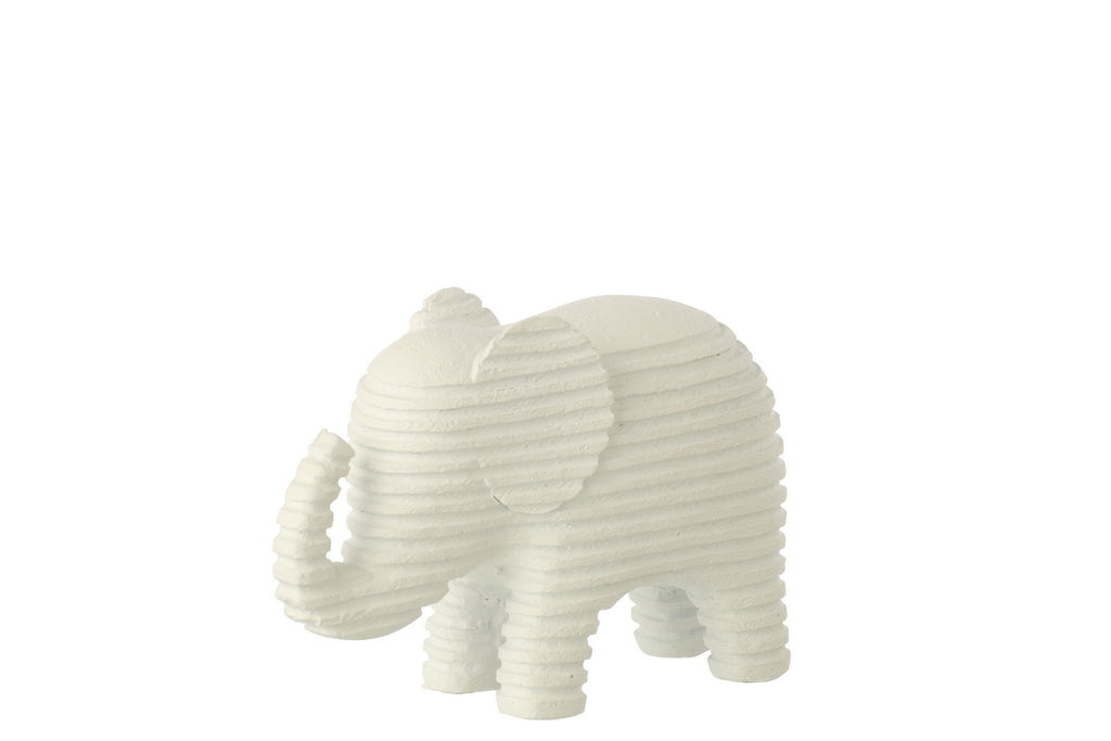J-Line decoratie Olifant Gestreept - polyresin - wit - S