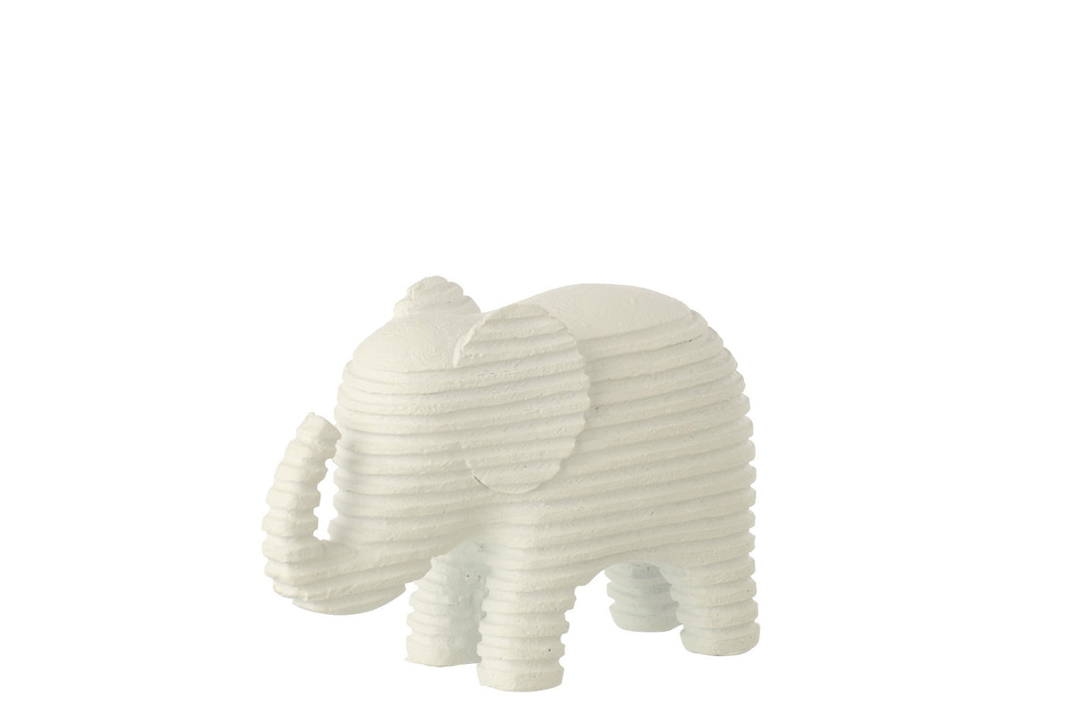 J-Line decoratie Olifant Gestreept - polyresin - wit - S