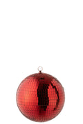 J-Line decoratie Discobal Spiegel - kunststof - rood - S