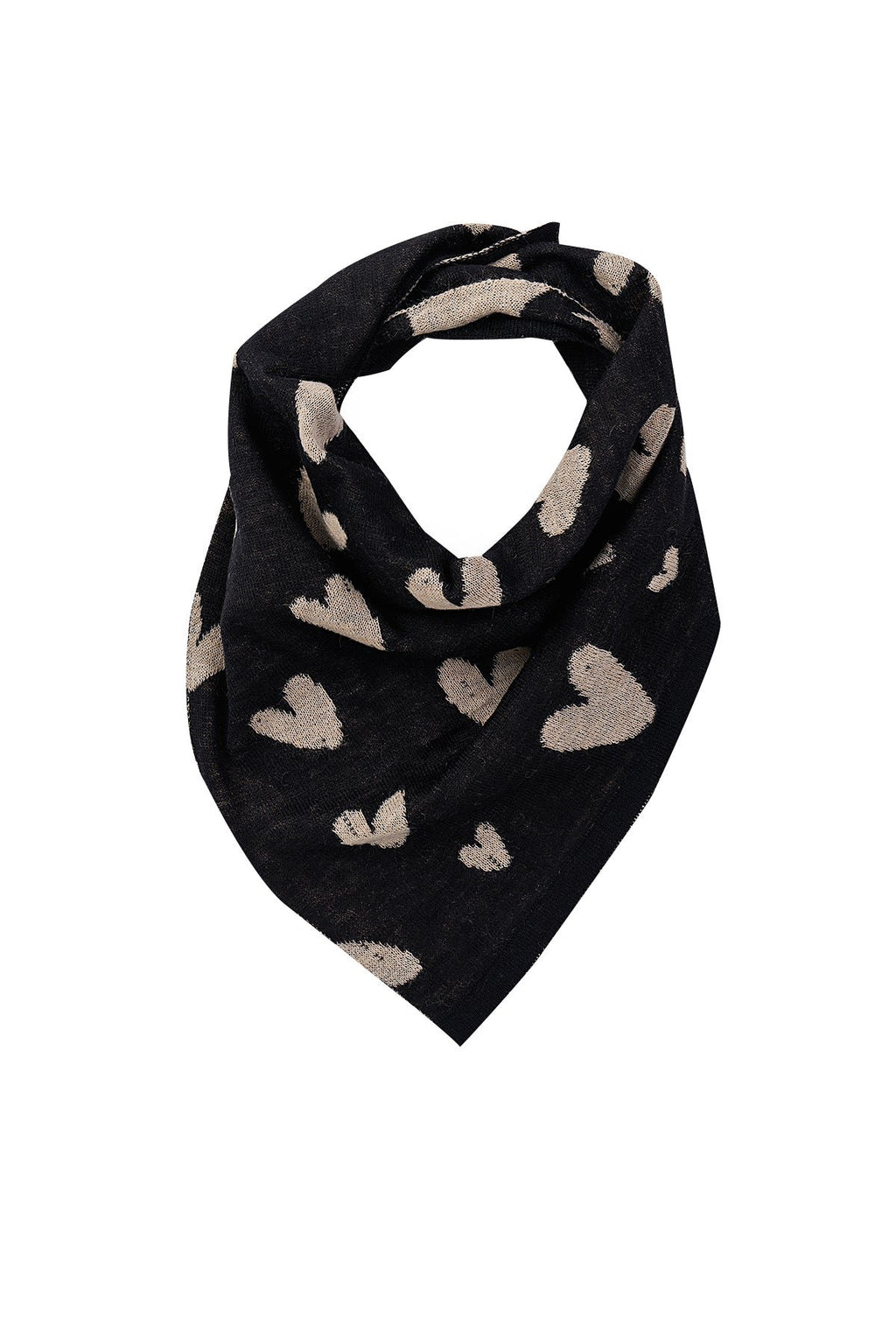 Harten vierkant foulard zwart-beige