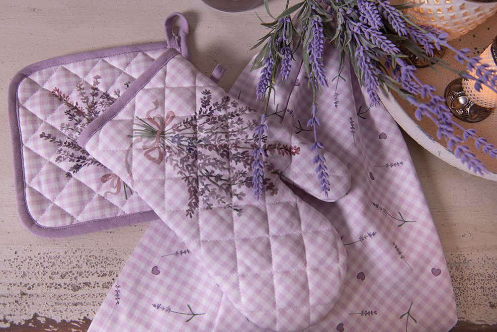 Pannenlap 20x20 cm paars met Katoen lavendel afgiet pannenlap
