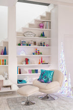 J-Line zetel Relax + Voetbank - metaal/multiplex - creme/zilver