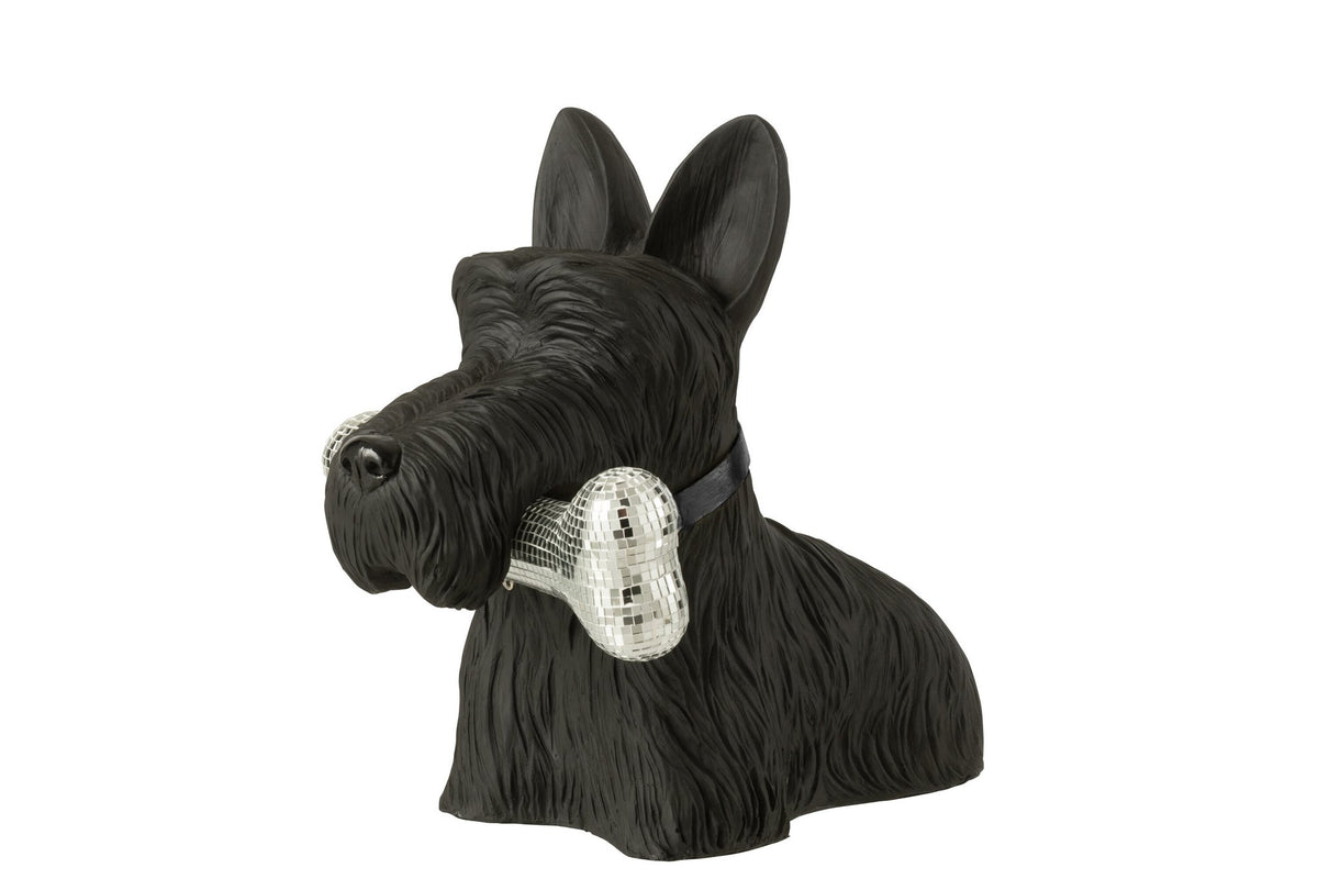 J-Line decoratie Schotse Terrier + Bot - polyresin - zwart