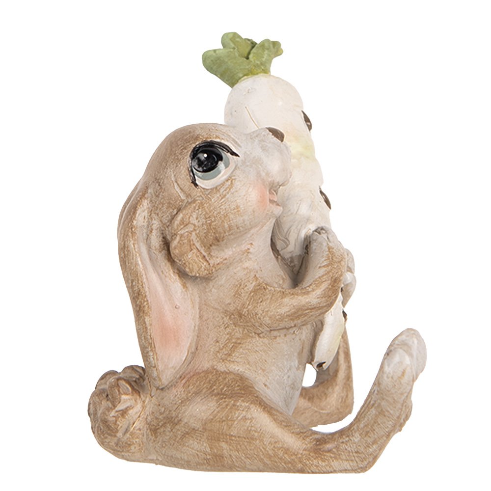 Decoratie Beeld Konijn 6x5x7 cm Beige Kunststof