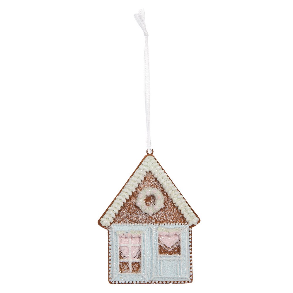 Kersthanger Gingerbread house 8x1x10 cm Blauw Kunststof