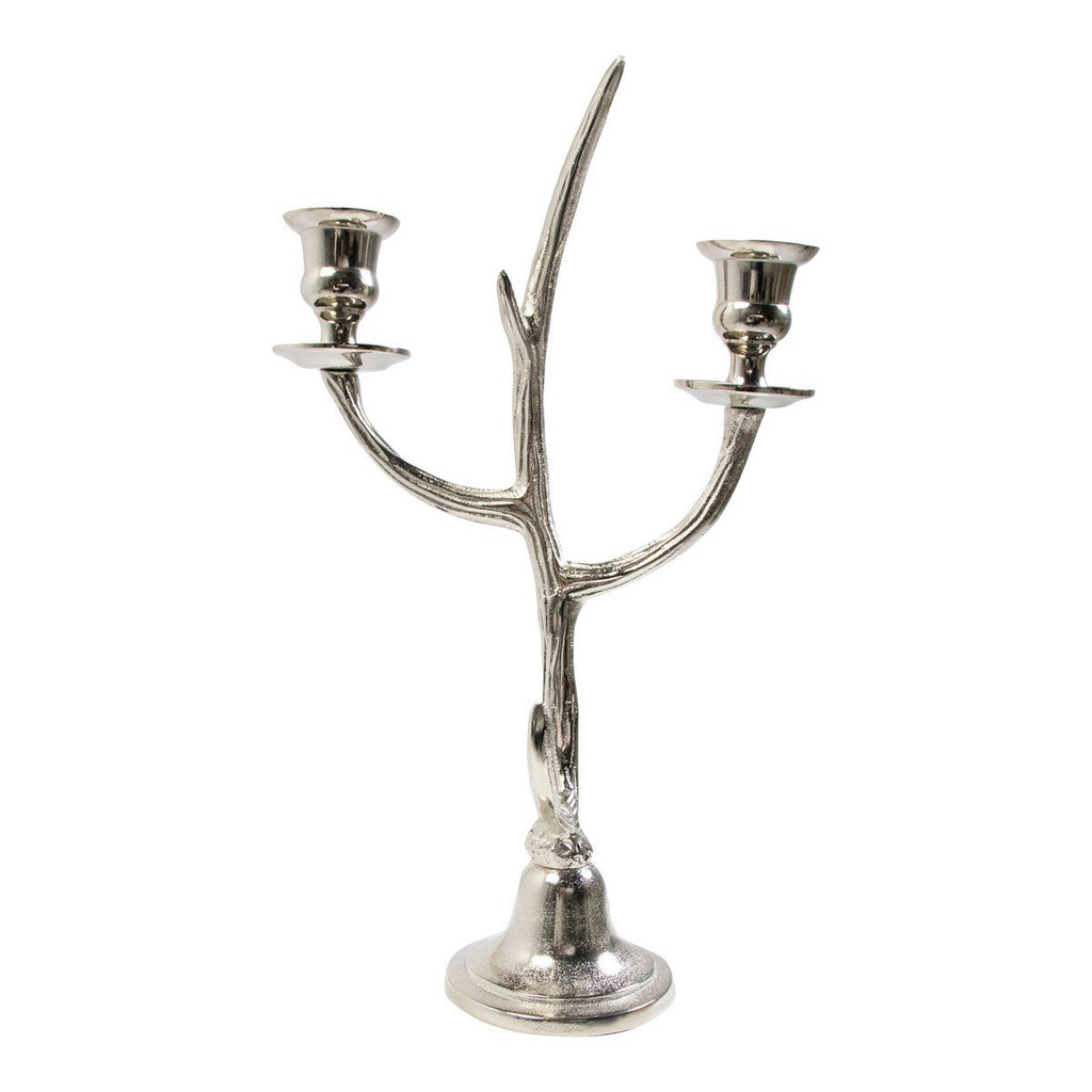 Kaarsen Standaard gewei zilver 2 h38 d12x9,5cm