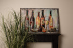 3D Schilderijen metaal 120x80 cm Bruin Rood Metaal Wijnfles Muurdecoratie