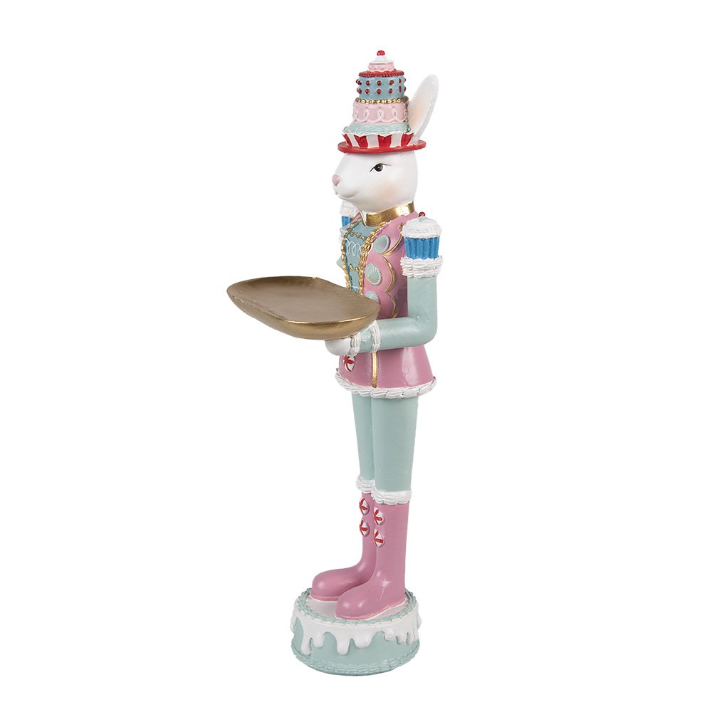 Decoratie Beeld Konijn 25 cm Wit Roze Kunststof