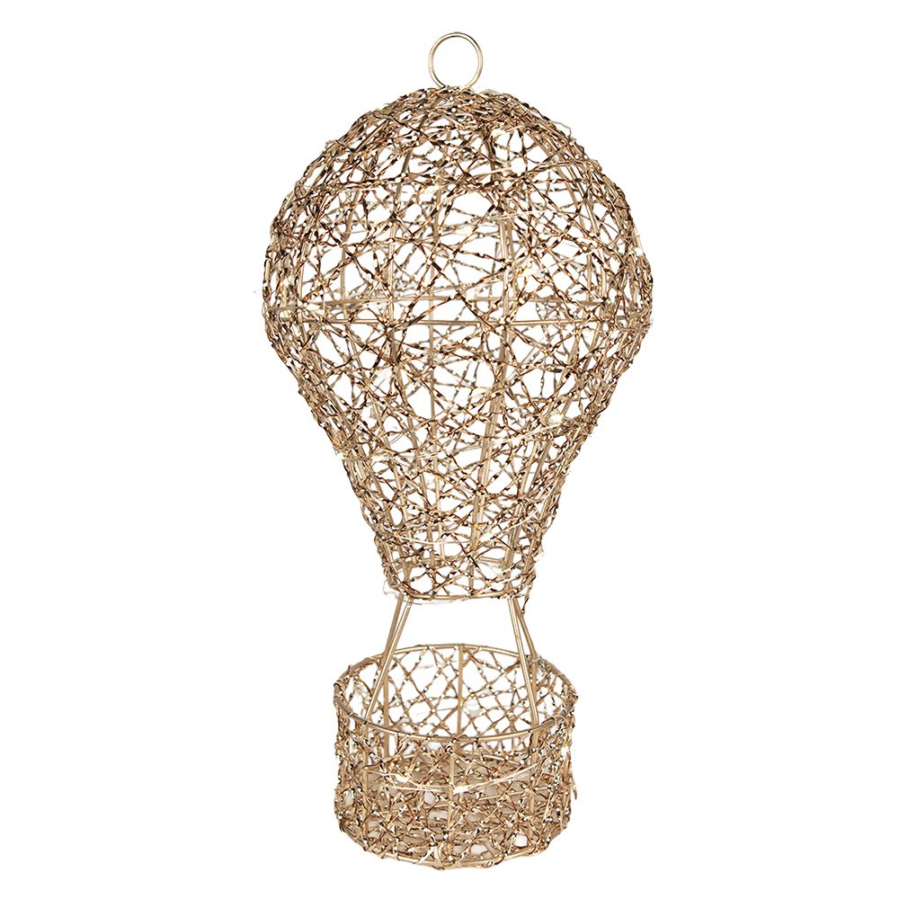 Kerstdecoratie met LED-verlichting Luchtballon Ø 19x38 cm / 3xAA Goudkleurig Metaal