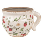 Bloempot 17x14x12 cm Beige Rood Keramiek Aardbeien Bloempot Binnen