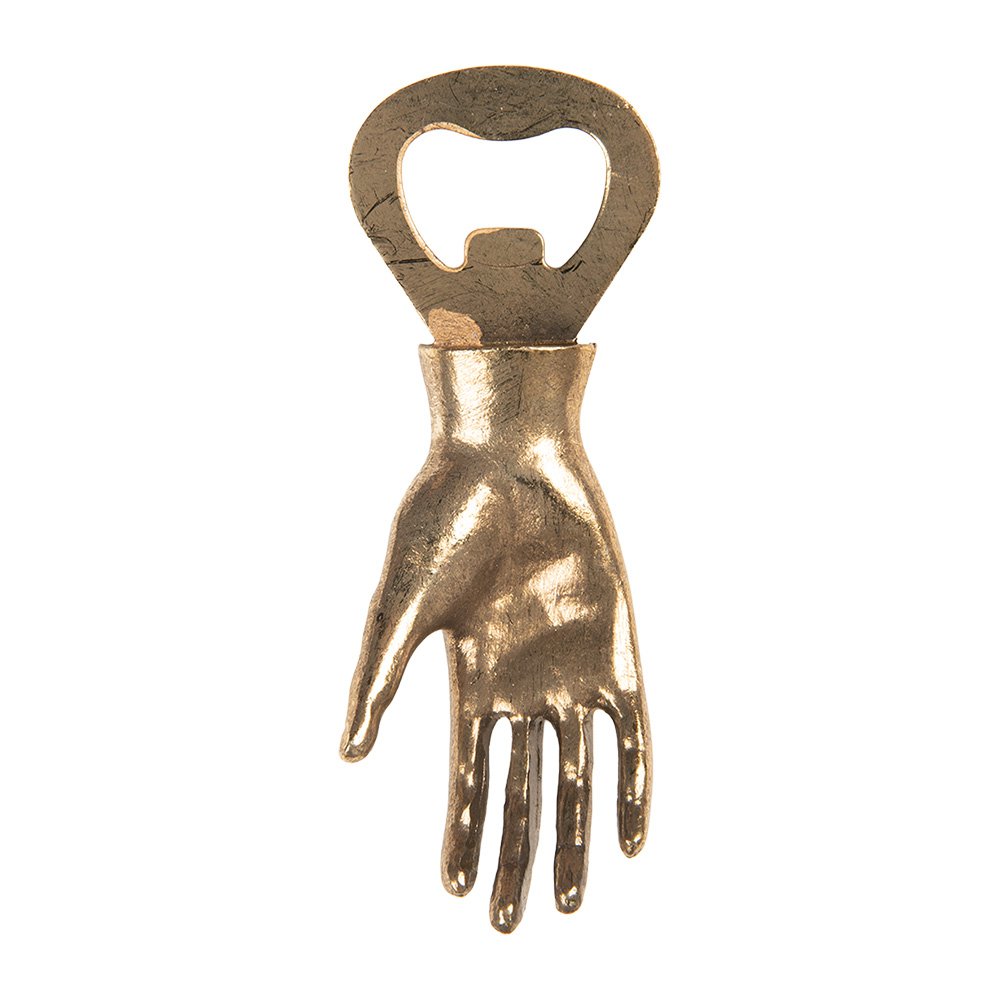 Flesopener Hand 11x2x4 cm Goudkleurig Metaal