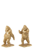 J-Line boekensteun Gorilla - polyresin - goud - 2 stuks