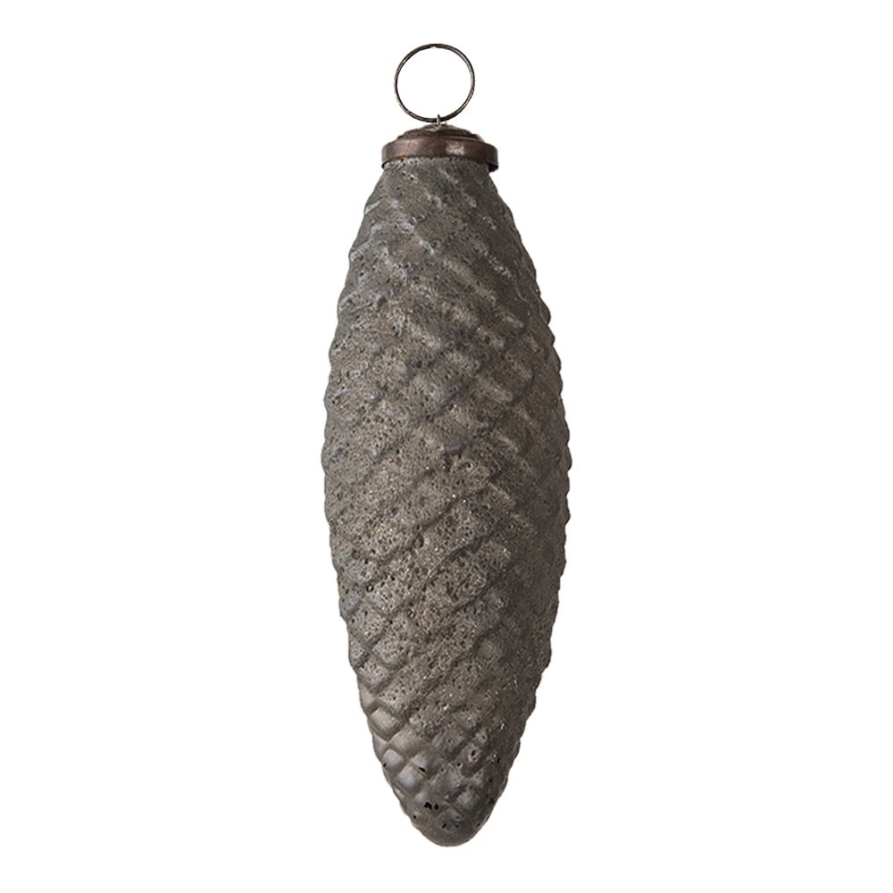 Kerstbal XL Dennenappel Ø 6 cm Grijs Glas Kerstboomversiering
