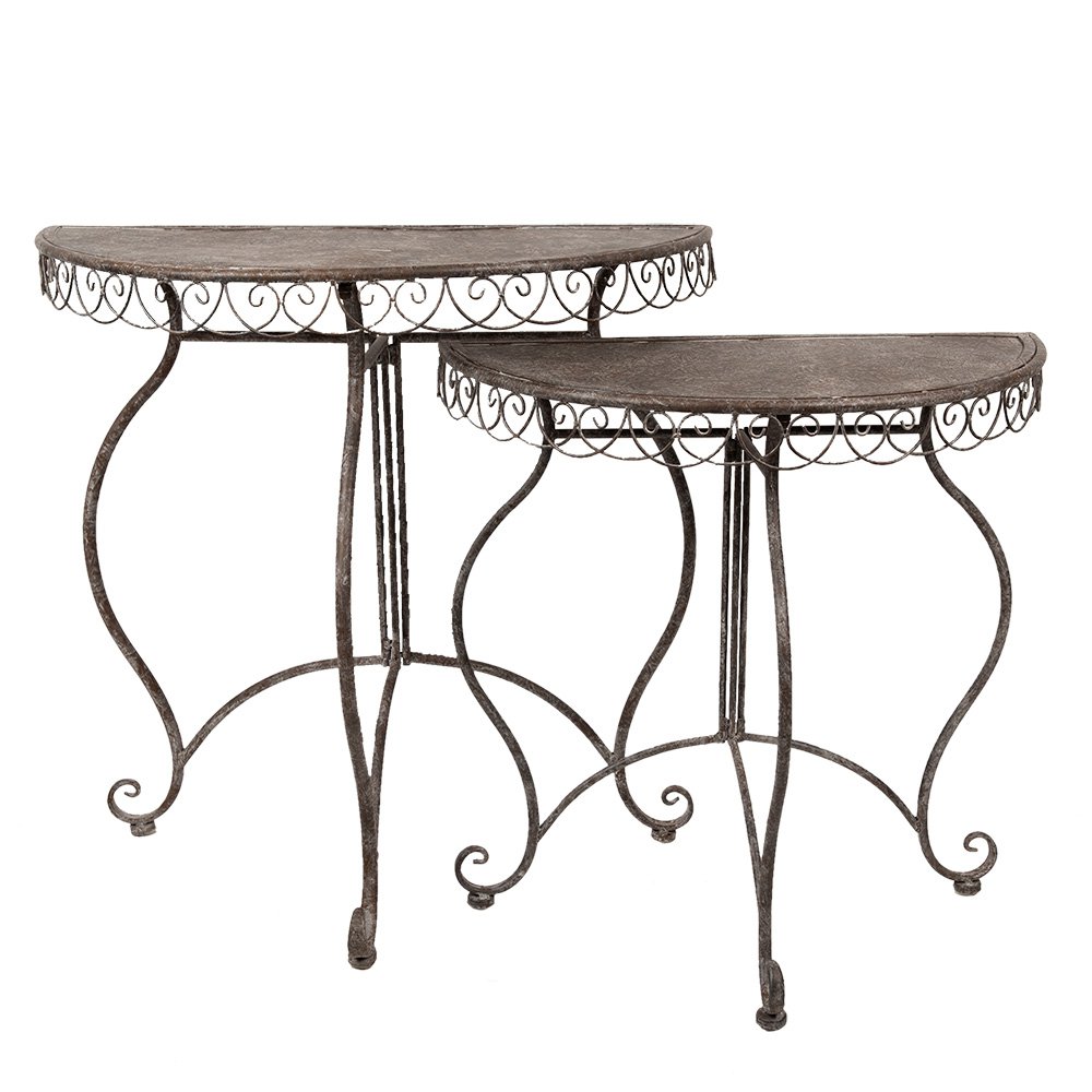 Plantentafel Set van 2 76x38x75 / 64x32x65 cm Bruin Metaal
