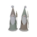 Stoffen kabouter met metalen dennenboom 6x6x18cm mint/creme