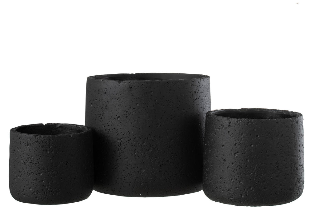 J-Line bloempot Potine - cement - zwart - large - Ø 19.00 cm