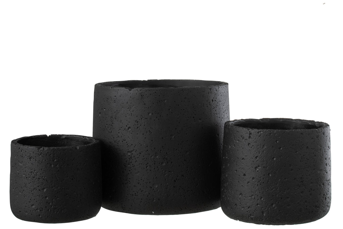 J-Line bloempot Potine - cement - zwart - large - Ø 19.00 cm