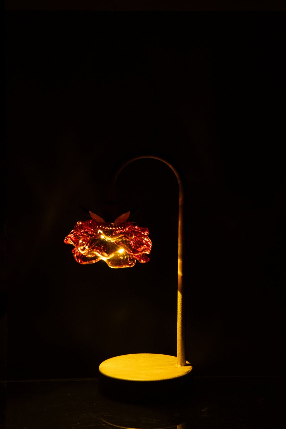 J-Line lamp Bloem - ijzer - oranje/wit - S - LED lichtjes