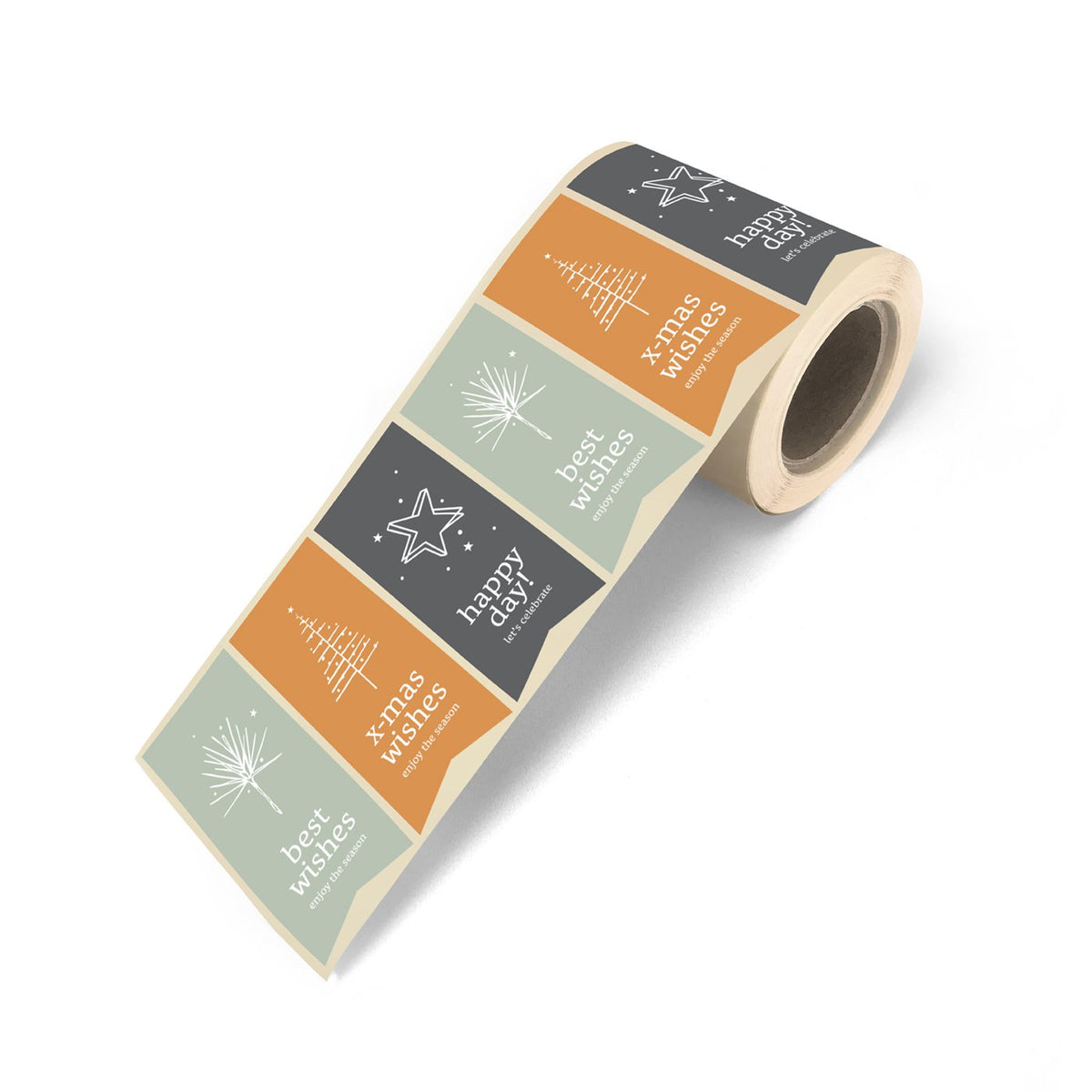 Xmas vaantjes '23 cadeaustickers op rol - 500 stuks