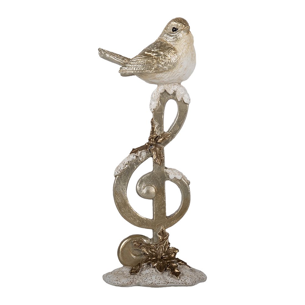Decoratie Beeld Vogel 6x5x16 cm Beige Polyresin