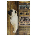 Pug Retro Wandbord 30x20