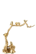 J-Line decoratie Vogel Op Tak - polyresin - goud - L