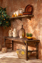 J-Line schaal Gestreept - papier - terracotta/oranje - set van 2