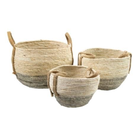 Manden naturel grijs (set van 3)*
