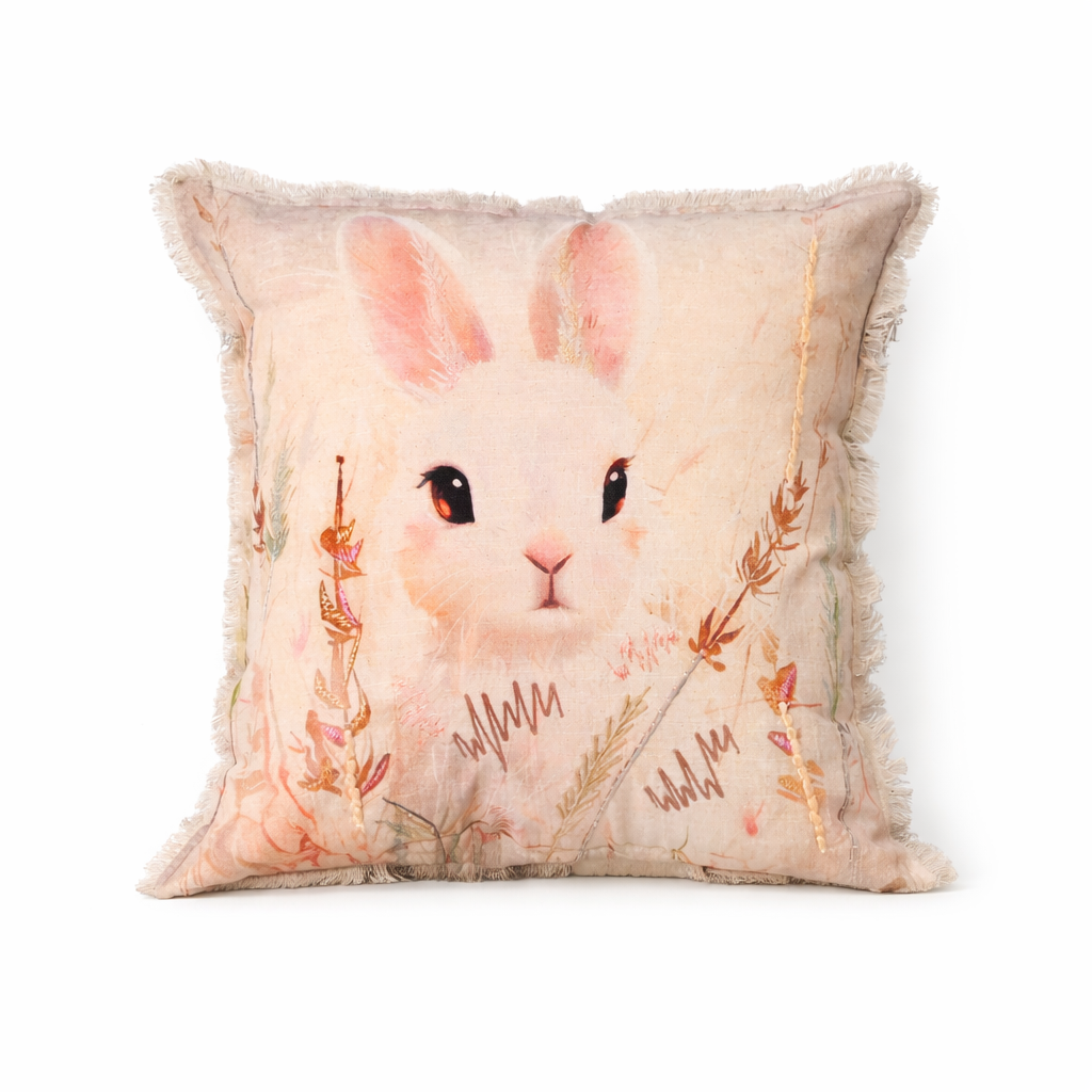 Geborduurd katoenen kussen - Alina Rabbit Design - 45 x 45 cm