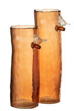 J-Line vaas Lang Vogel - glas - oranje - large - 32 cm hoog