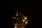 J-Line kerstbal - glas - zwart - S - LED lichtjes