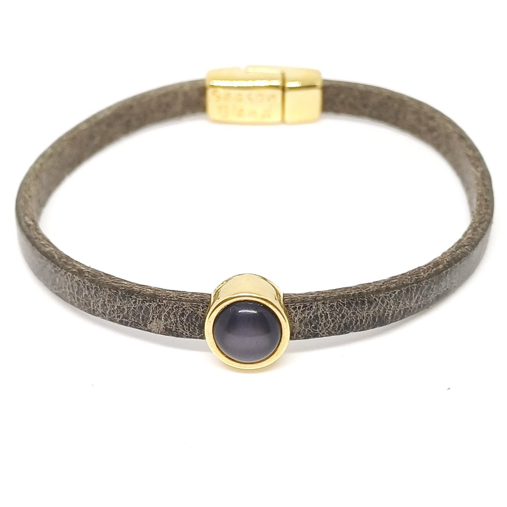Timeless leren armband 24K verguld grijstinten