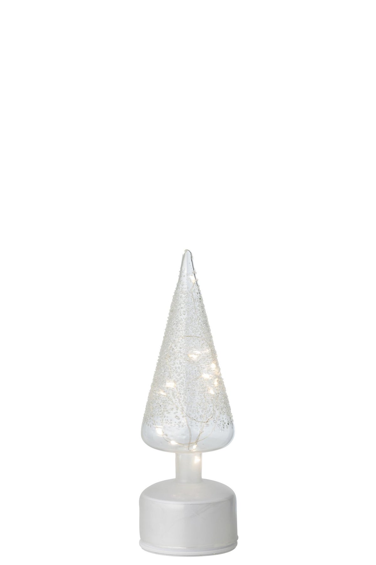 J-Line decoratie kerstboom Draaiend - glas - wit/transparant - S - LED