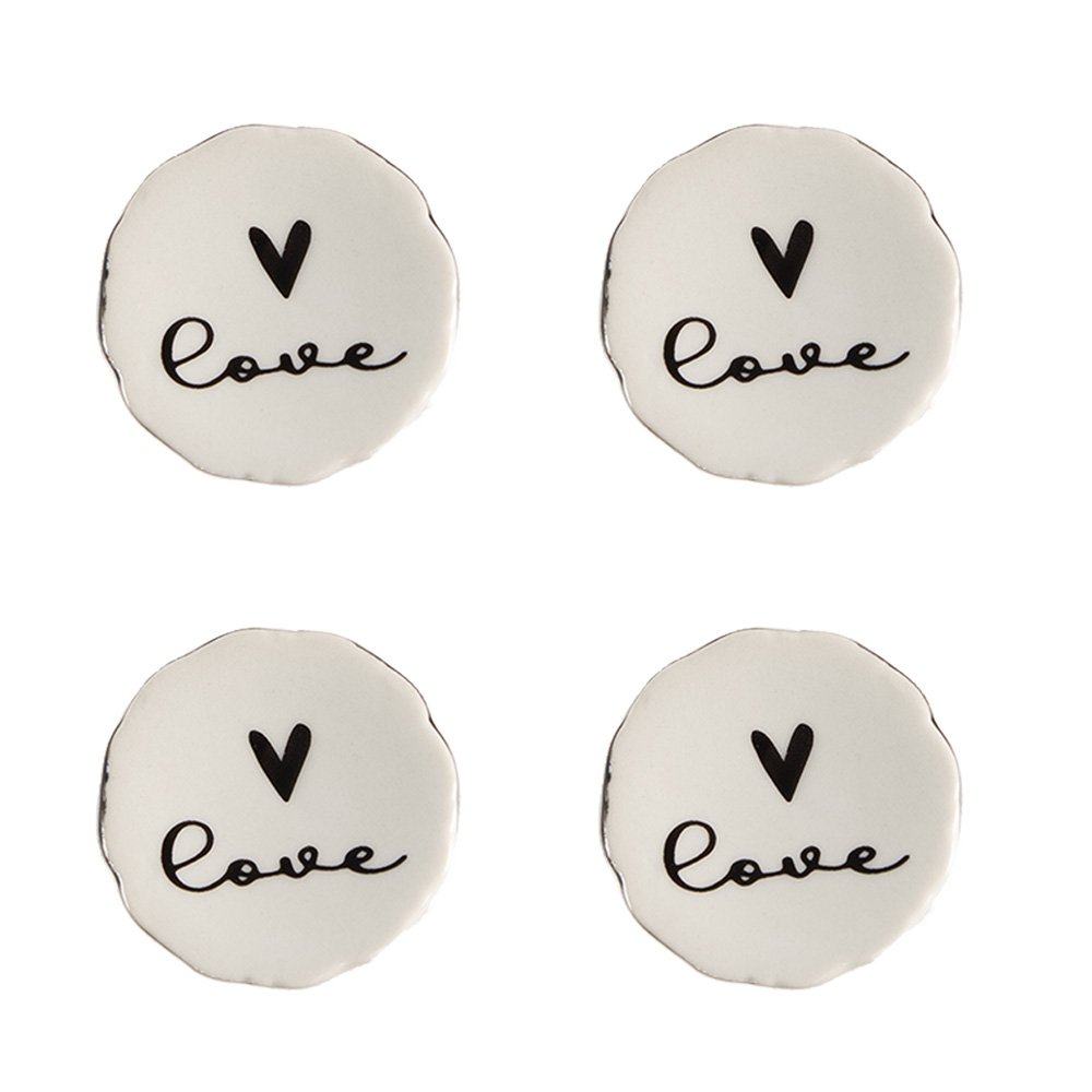 Deurknop Set van 4 Ø 4 cm Beige Keramiek Hart Meubelknop