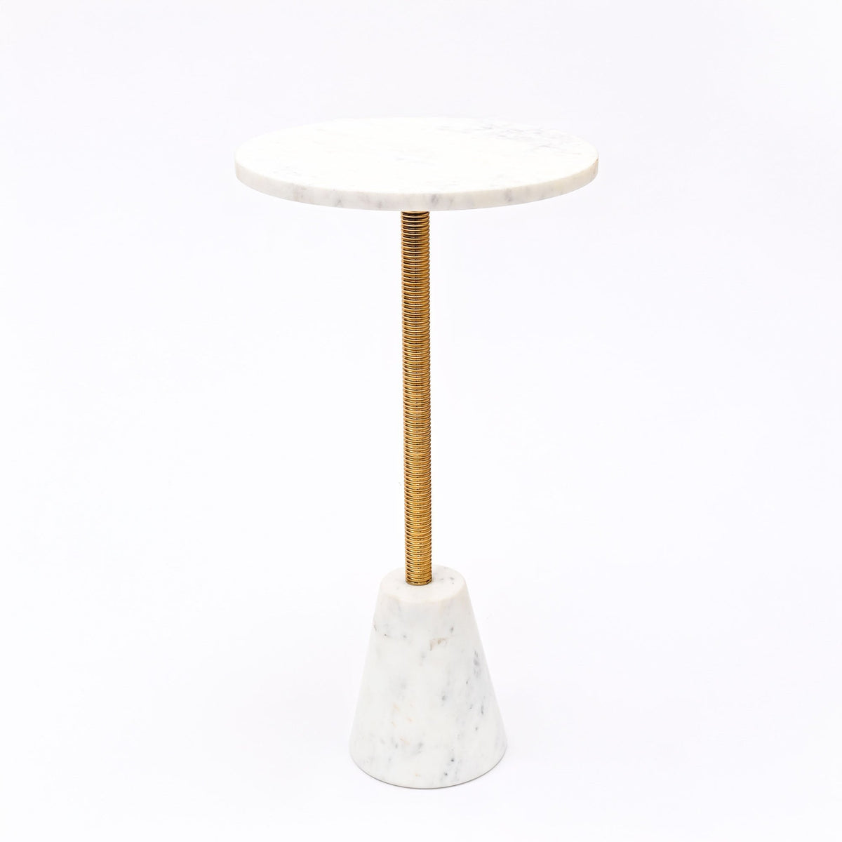 Marmeren Accenttafel - Gouden Afwerking - Sculpturale Kegelbasis