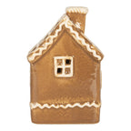 Gingerbread house met LED 7x7x11 cm Bruin Keramiek
