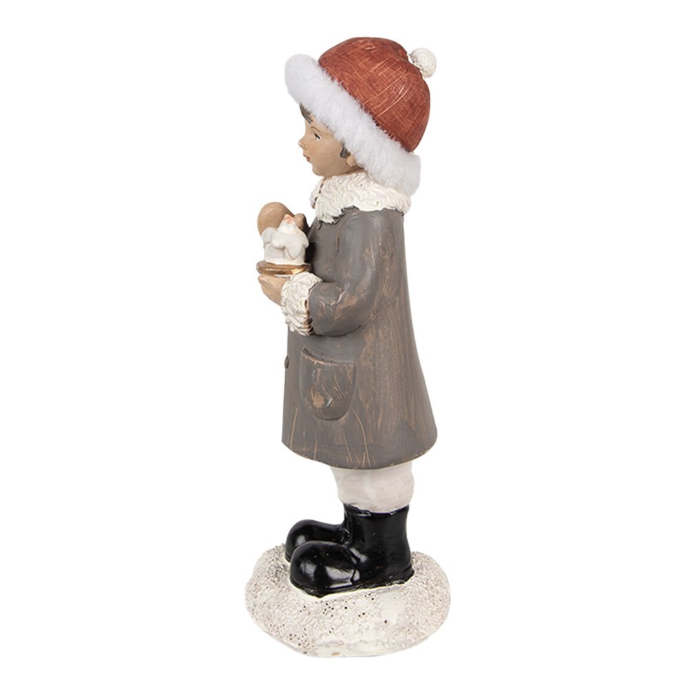Beeld Kind 14 cm Grijs Polyresin Kerstfiguren