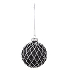 Kerstbal Set van 4 Ø 8 cm Zwart Wit Glas Kerstdecoratie