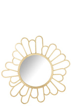 J-Line spiegel Bloem - metaal/spiegel - goud - Ø 90 cm