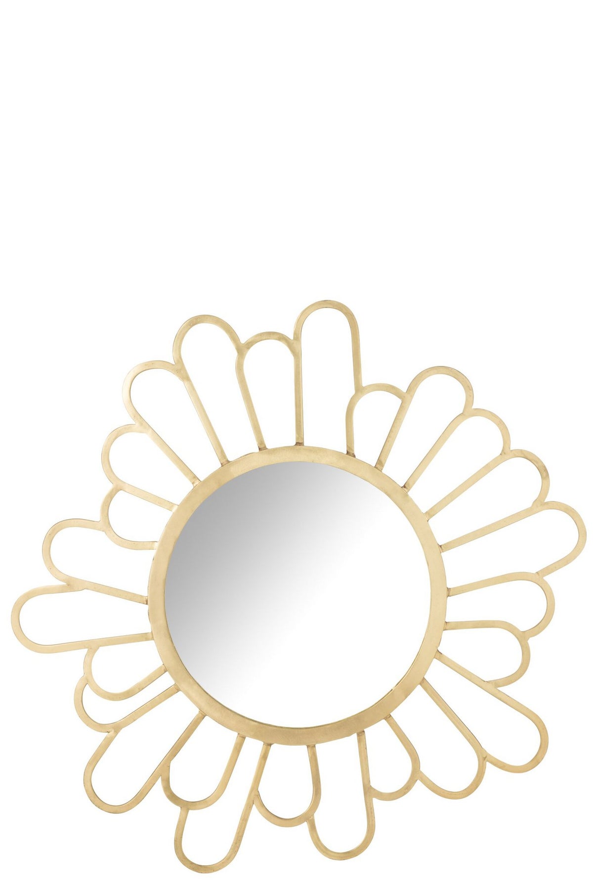 J-Line spiegel Bloem - metaal/spiegel - goud - Ø 90 cm