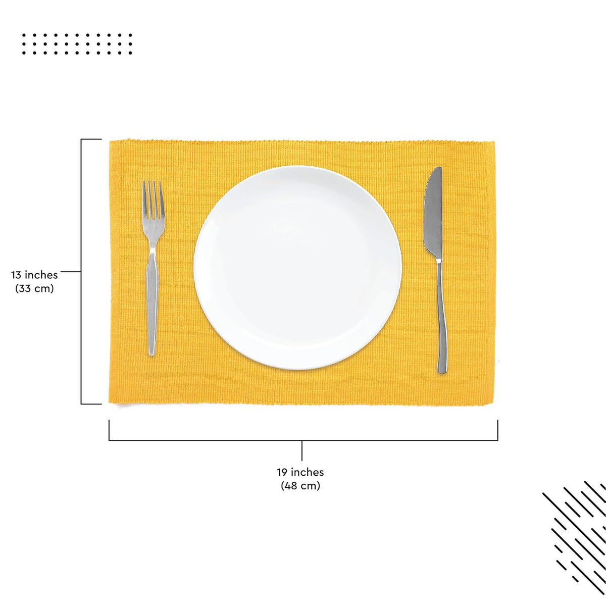 Eettafelmatten – Geribbeld Katoen – Set van 6 (48x32 cm)