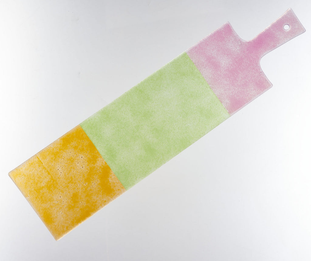 Artisano Platter Lang Large 58x15 Green, Pink & Yellow