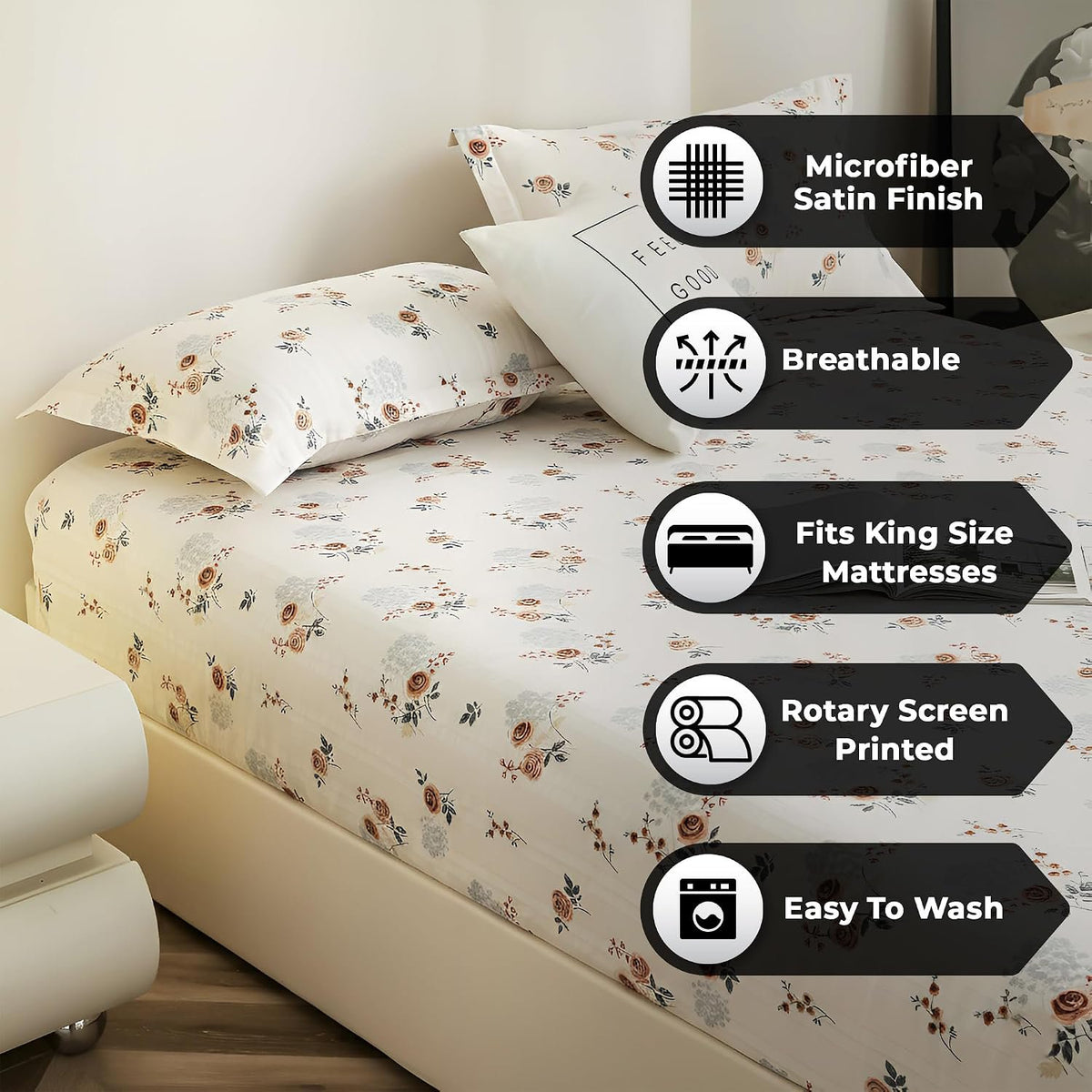 Laken | Wolkenkatoen, elastisch getailleerd | Kingsize, 72x78 inch, 3-delig