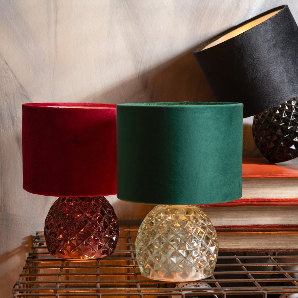J-Line tafellamp - glas - zwart - LED lichtjes